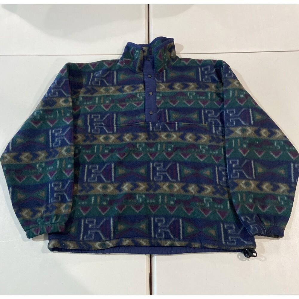 Vintage White Sierra Fleece XL Gorpcore 90s Made In USA Aztec Southwestern